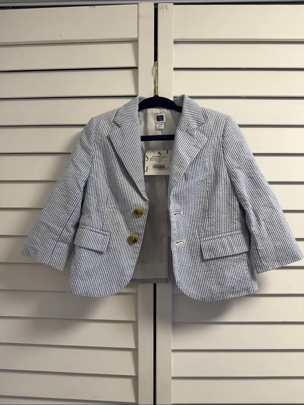Janie and Jack Seersucker Blazer Jacket Blue White Striped Boys 12-18 Months NWT
